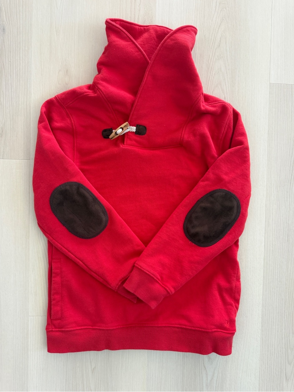 Janie and Jack Red Hooded Sweatshirt with Brown Elbow Patches